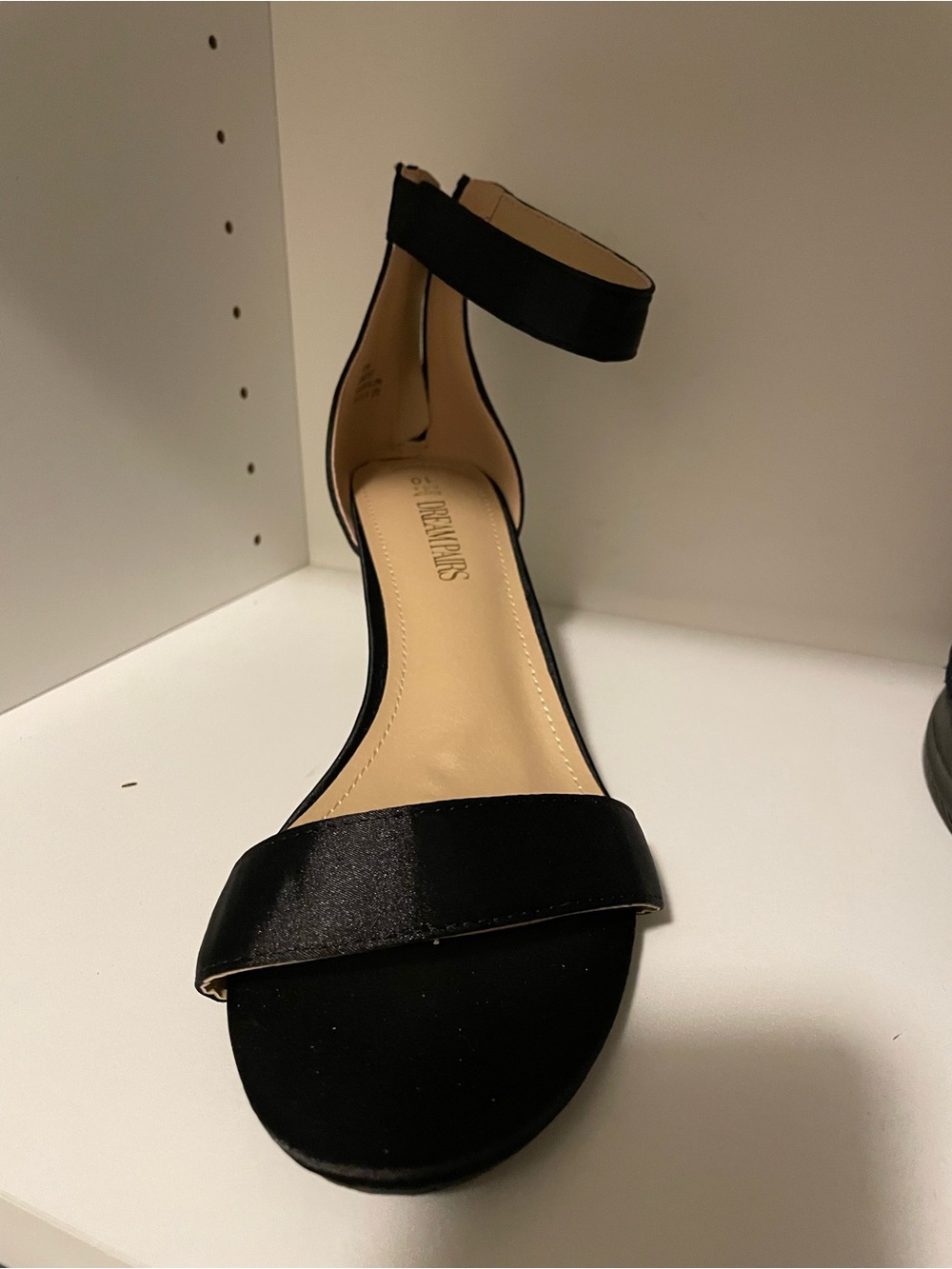 Dream Paris Black Ankle-Strap Satin Sandals - Women's